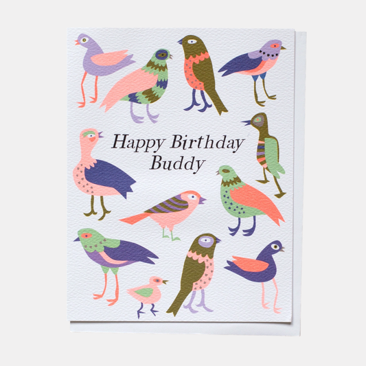 Happy Birthday Buddy Birds Card