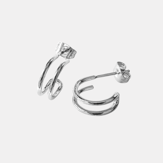 Silver Double Hoop Earrings