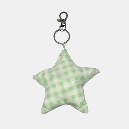 Mint Gingham Star Bag Charm