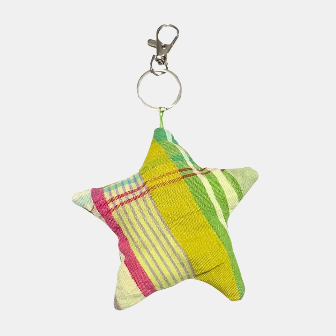 Green Seersucker Star Bag Charm