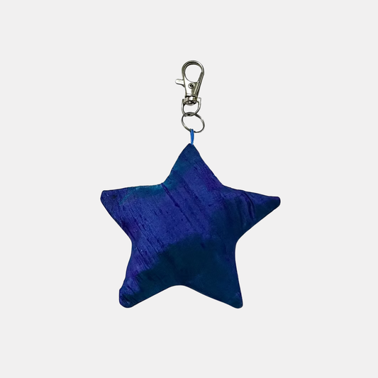 Blue Dupioni Star Bag Charm