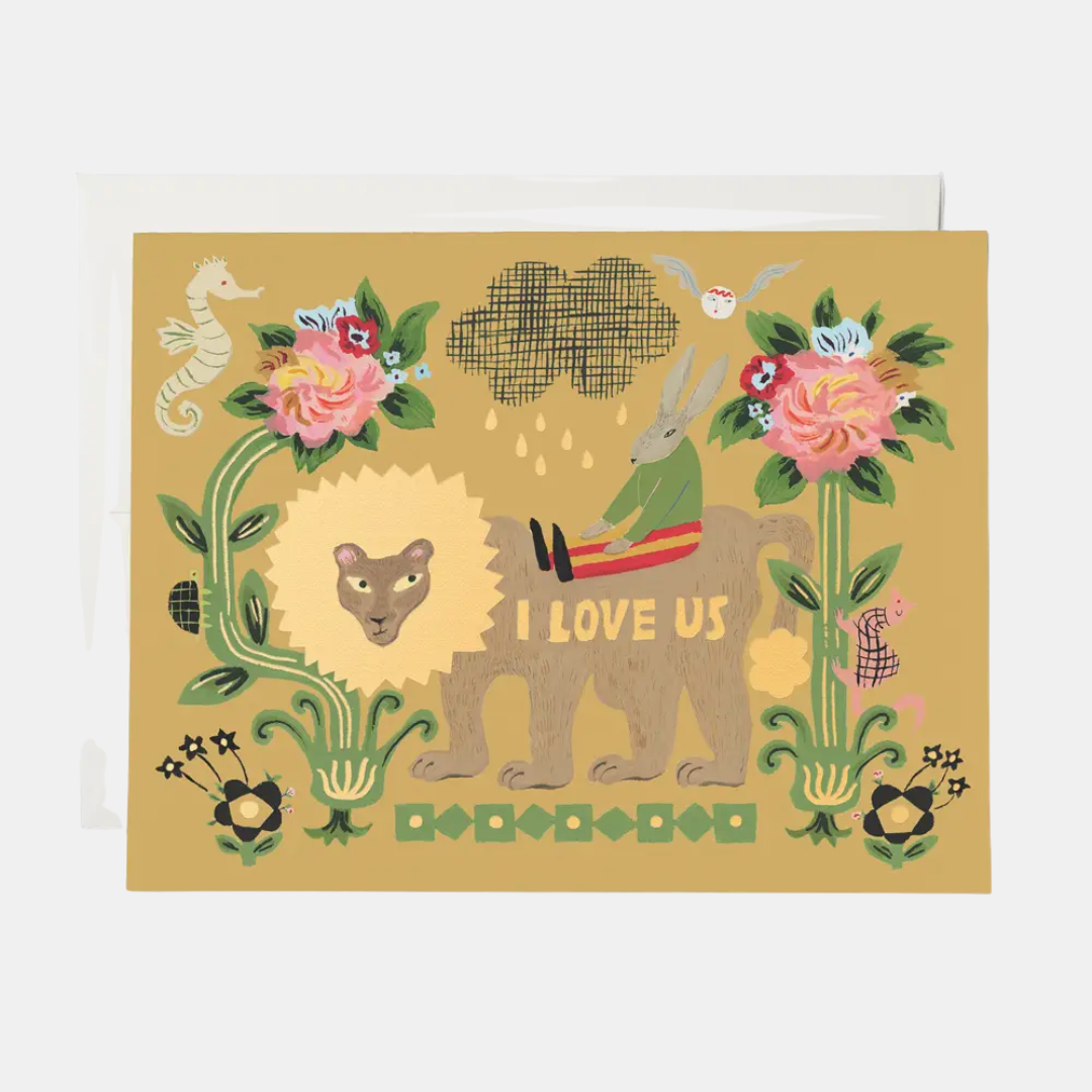 Lion and Rabbit Love Card
