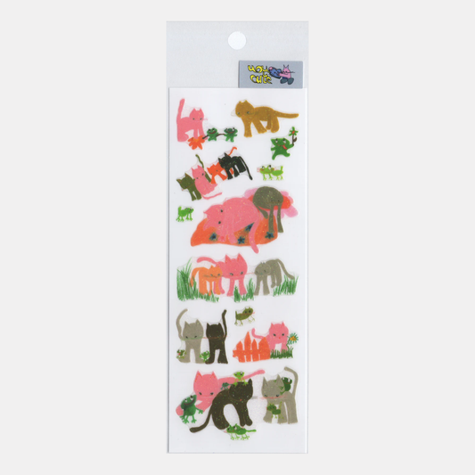 uou__cute Cats and Frogs Sticker Sheet