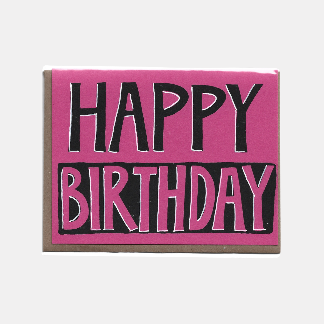 Pink Happy Birthday Card