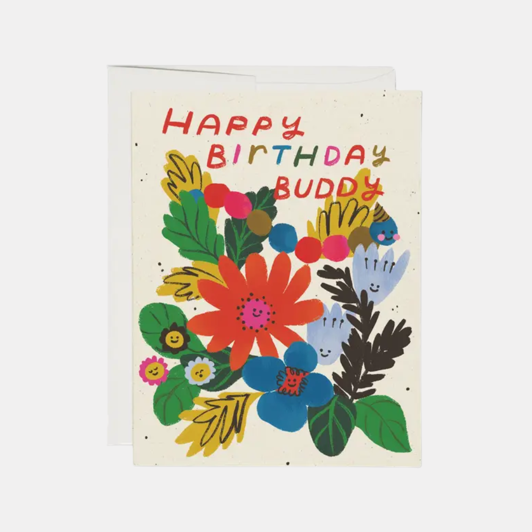 Happy Birthday Buddy Flowers Card