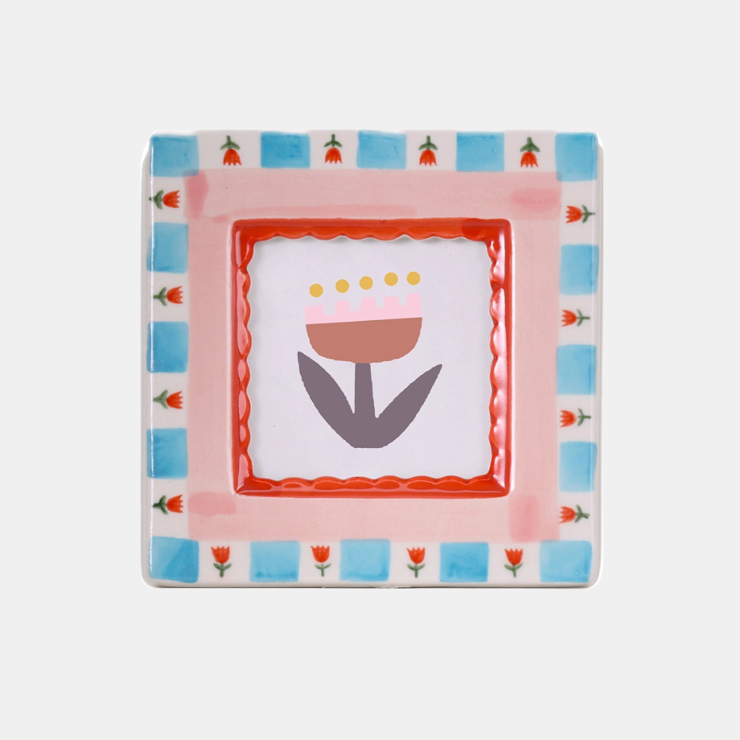 Checkered Tulip Ceramic Picture Frame