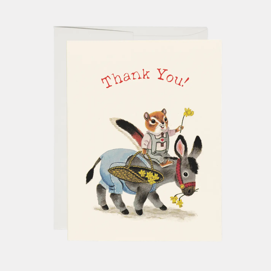 Chipmunk & Donkey Thank You Card