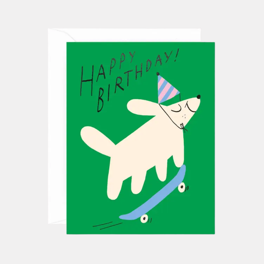 Happy Birthday Skateboard Dog Card
