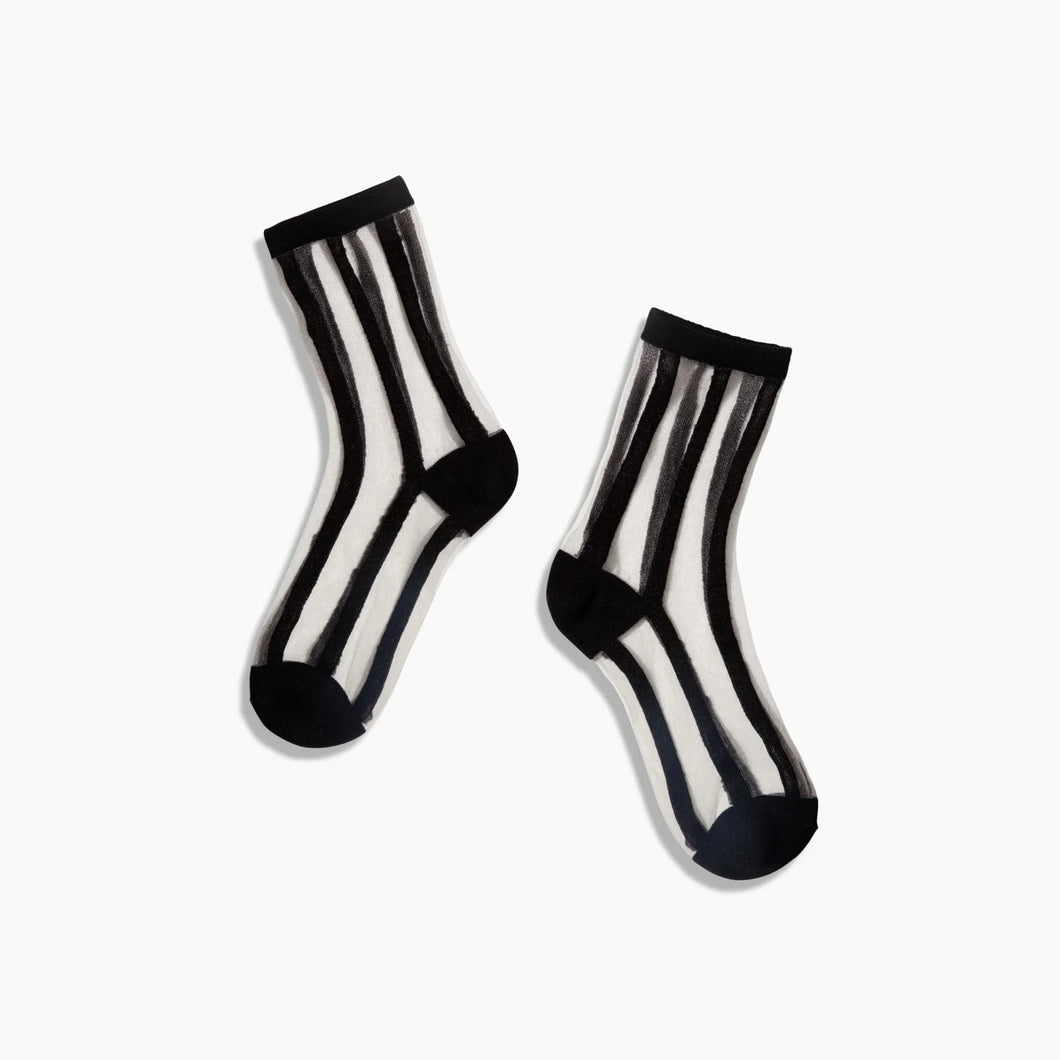 Sheer Socks | Black Lines