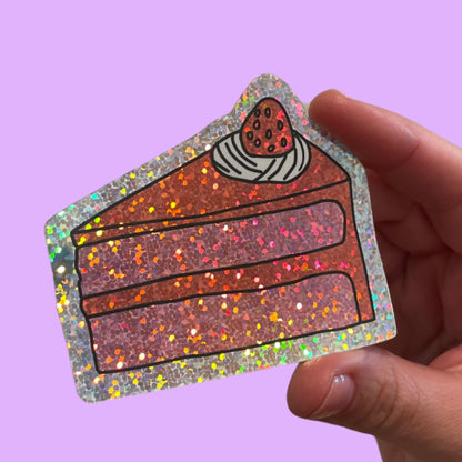 Glitter Cake Slice Sticker