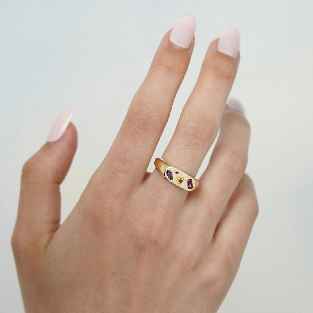Silver Kaleidoscope Gemstone Ring