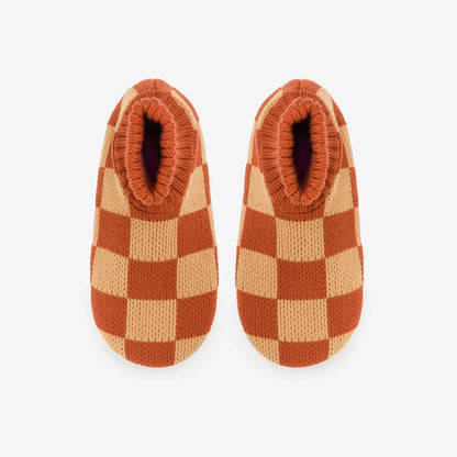 Checkerboard Sock Slipper | Rust + Camel