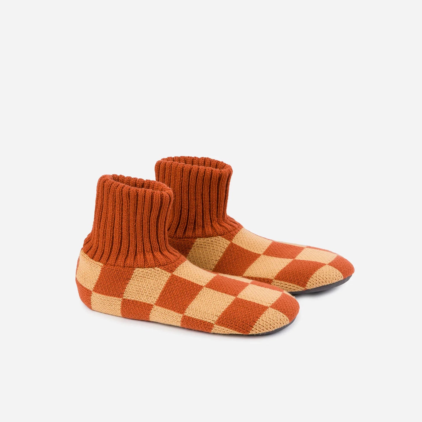 Checkerboard Sock Slipper | Rust + Camel